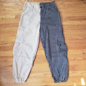 NWOT Parachute PANTS 2-Tone Striped Lightweight Jogger Pants Stripes sz Lrg